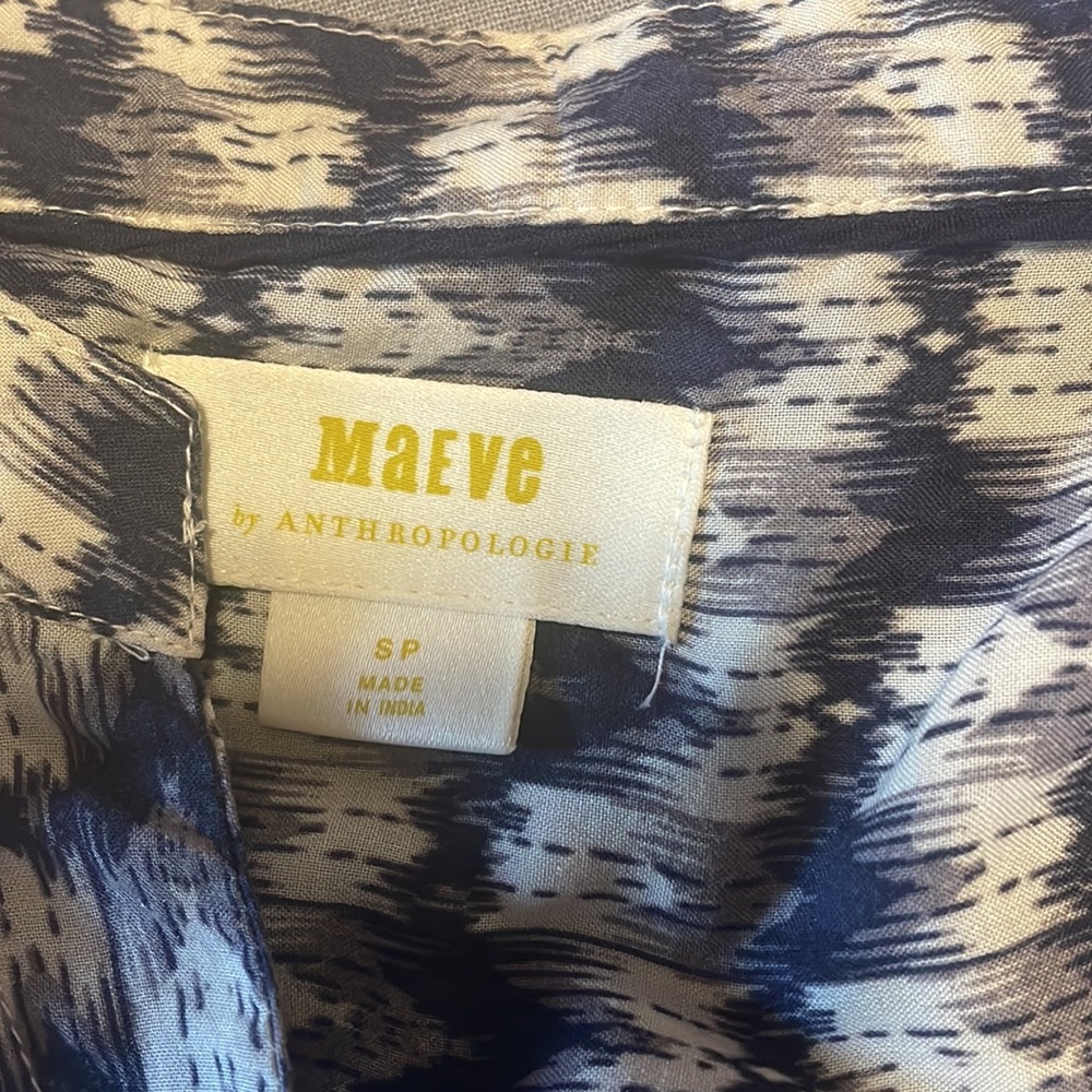 Anthropologie Maeve Petunia pintuck button front blouse blue small - Picture 3 of 7